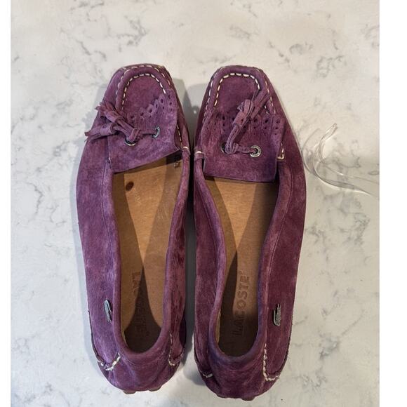 Lacoste Suede purple Driving Shoes boat shoes loafers flats size 7 preppy - Picture 5 of 7